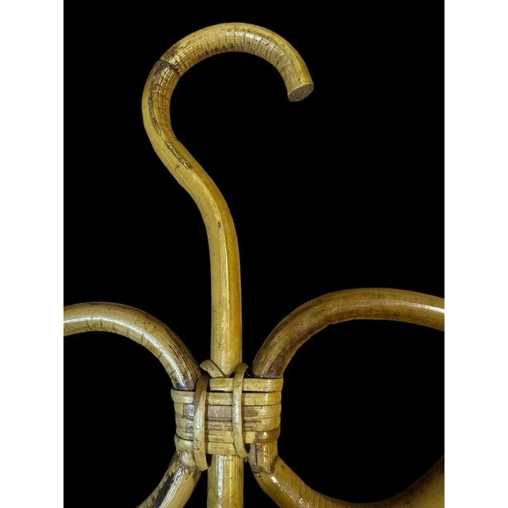 Vintage Single Bent Rattan Boho Garment Hanger 17
